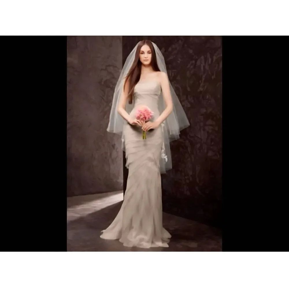 White By Vera Wang Wedding Dress Style VW351146 Champagne Size 8 NWOT MSRP 1400